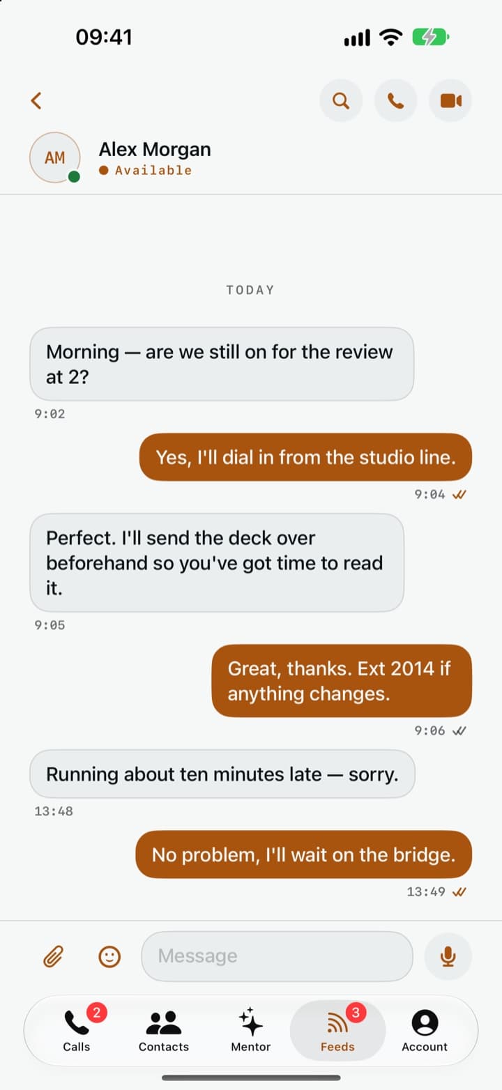 A conversation with read receipts